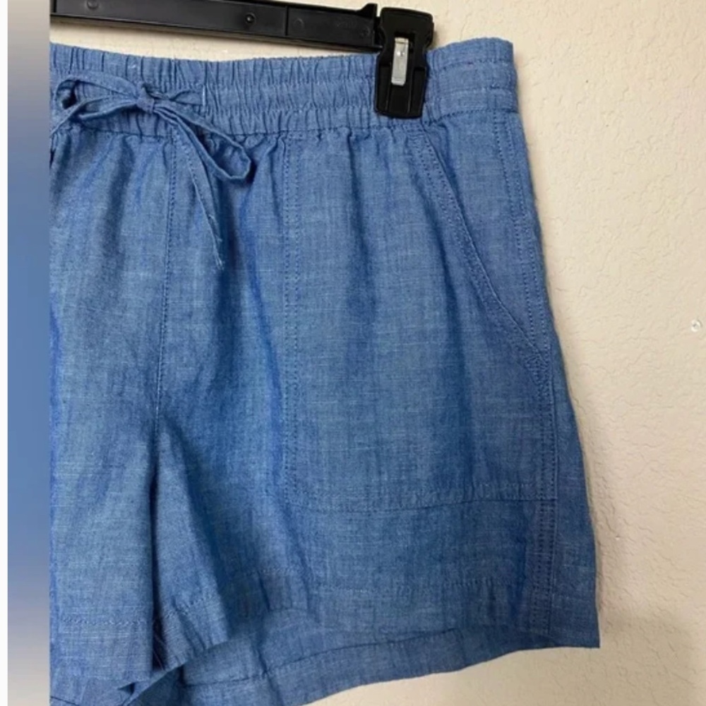 J. Crew Blue Chambray Drawstring Pull Up Shorts (… - image 4